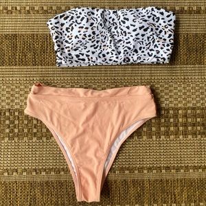 high waist strapless bikini